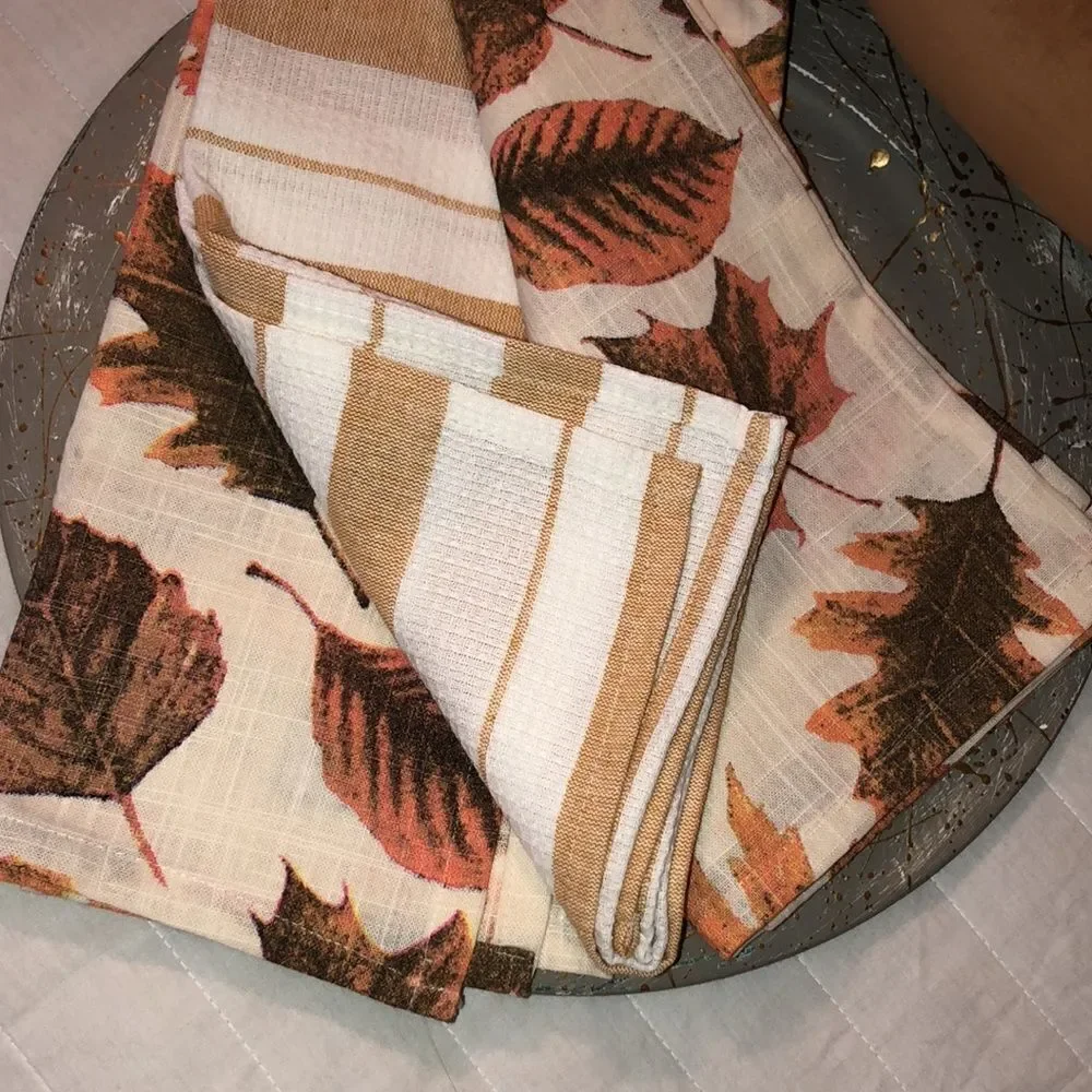 HOUSE & GARDEN Set of 3 Cotton Fall Harvest Kitchen Towels